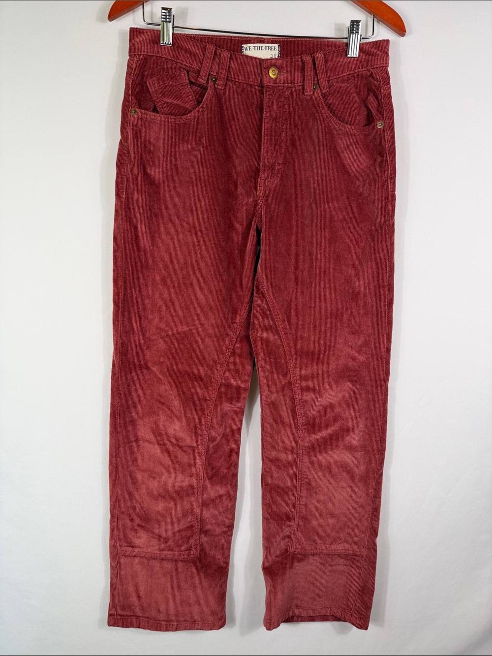 We The Free Risk Taker High Rise Corduroy Pants. Red Orange Rust Color. Size 28